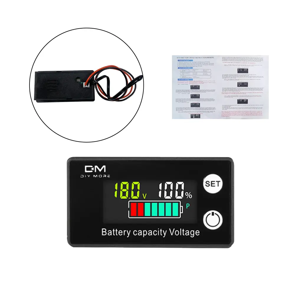 6133A DC 8-100V Digital Battery Capacity Indicator Voltmeter LCD LiFePO4 Monitor lead-acid Lithium Battery Level Tester Meter