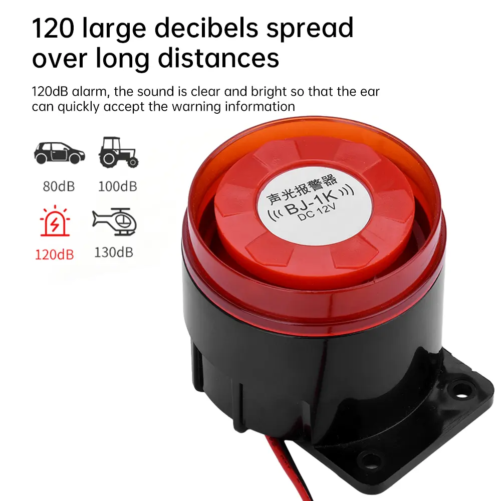 BJ-1K Home Security Alarm 12/24V 220V Sound and Light Alarm Anti-theft Alarm System Security-protection Outdoor Community Buzzer