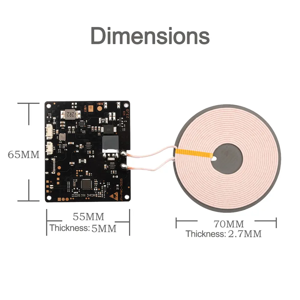Wireless Charger Module 15W 9-30V Transmitter Module Fast Charging Large Coil Circuit Board DIY Standard Accessories