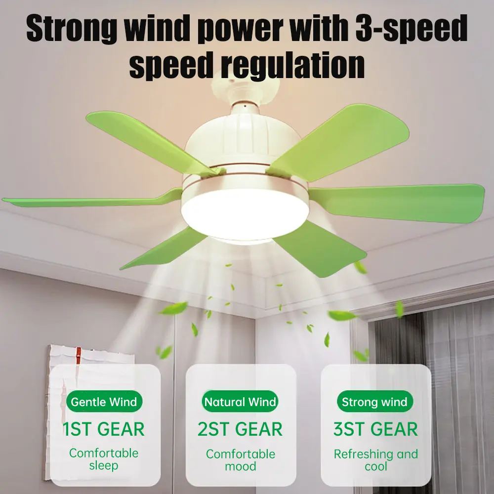 E27 Ceiling Fan with LED Light Silent Electric Fan Ceiling Lamp With Remote Control Ceiling Fans Lights for Living Room Bedroom