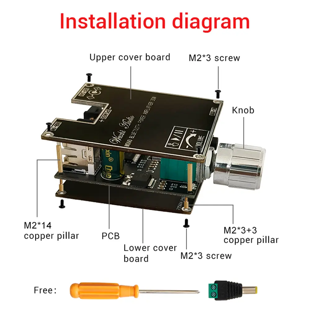 ZK-301B 30W Bluetooth 5.3 Audio Amplifier Module DC 9V-24V Mono Channel Digital Audio Amplifier Board Support Wireless TWS