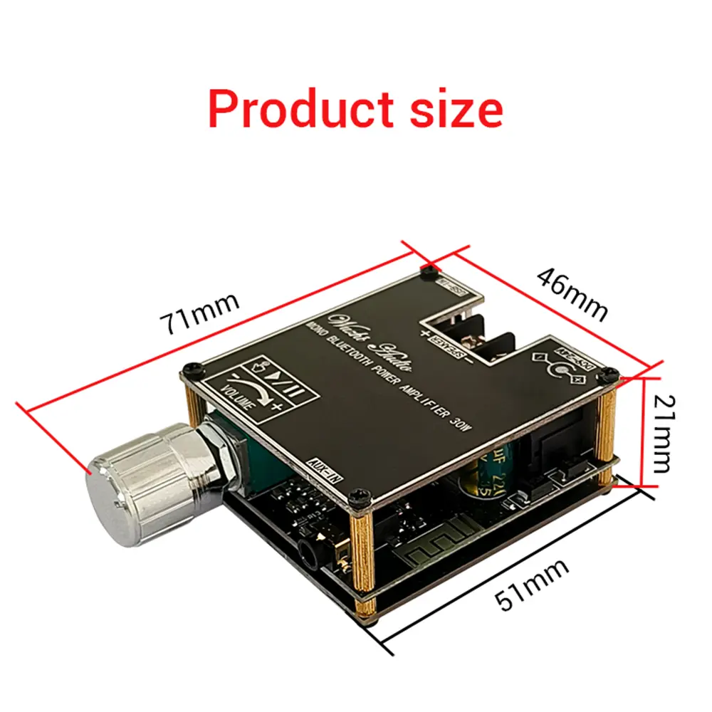 ZK-301B 30W Bluetooth 5.3 Audio Amplifier Module DC 9V-24V Mono Channel Digital Audio Amplifier Board Support Wireless TWS