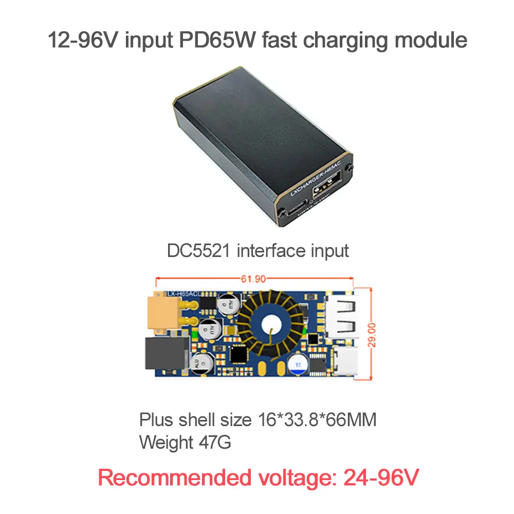 QC2.0 QC3.0 Double USB Type-C Fast Charging Module DC-DC 12-96V to 5V Step Up Power Supply Voltage Regulator Buck Converter