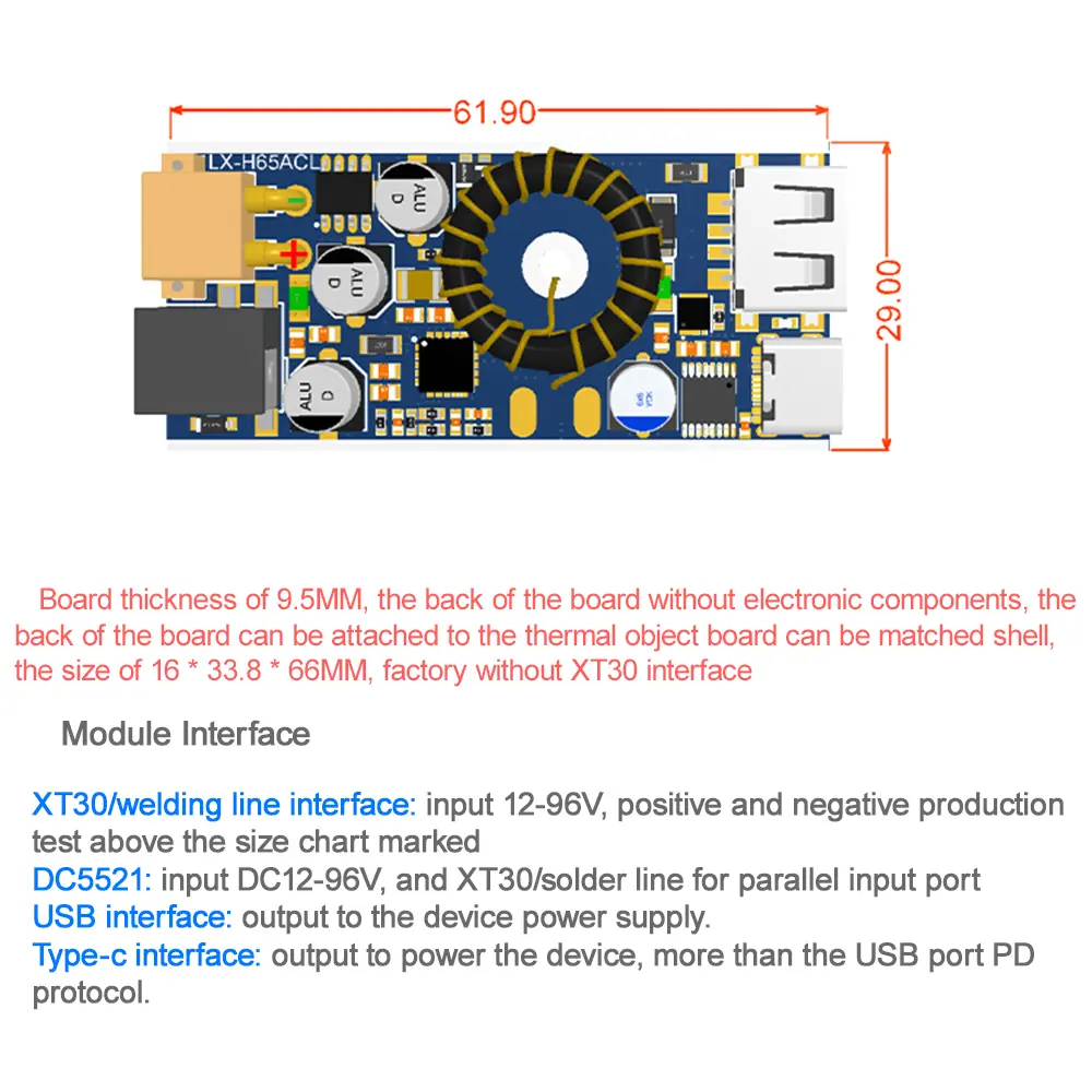 QC2.0 QC3.0 Double USB Type-C Fast Charging Module DC-DC 12-96V to 5V Step Up Power Supply Voltage Regulator Buck Converter