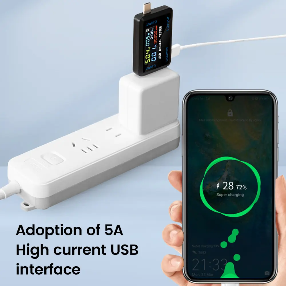 Multifunctional Digital Battery Level Indicator Voltmeter Ammeter Battery Capacity Detector Current Voltage Tester USB Type-C