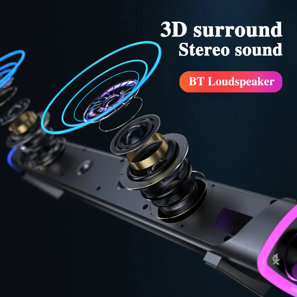 3D Computer Speaker Bar Stereo Sound Subwoofer Bluetooth Dual Speakers Music Player Wired Loudspeaker For Laptop PC Notebook