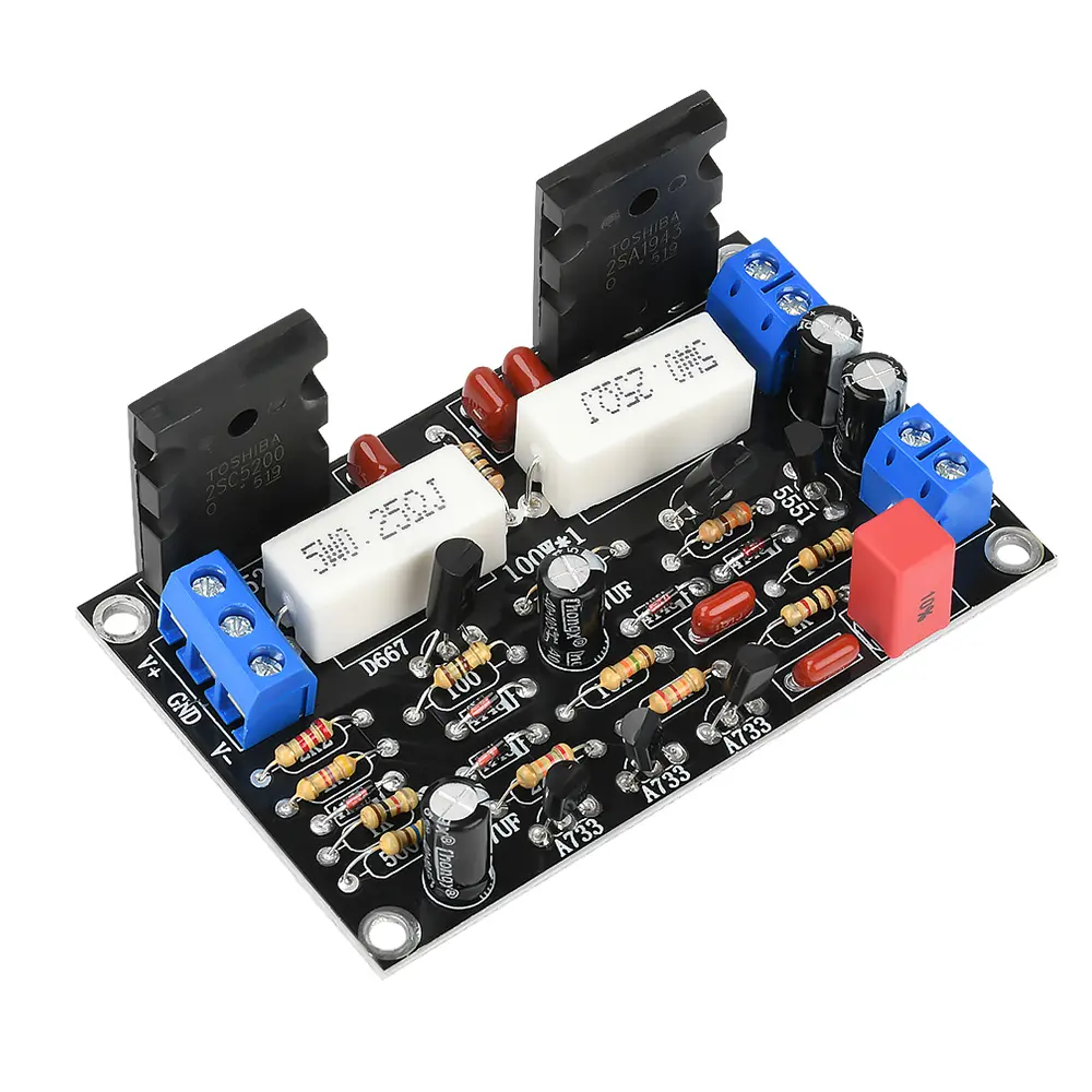100W Mono Channel HIFI Digital Audio Amplifier Board DC-10V-45V 2SC5200+2SA1943 High Power Sound Amplifiers AMP Module