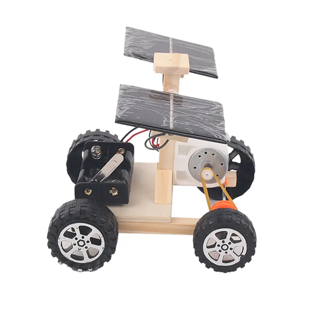DIY Wooden Solar Remote Control Racing Car Model Children Kids DIY Creative Kit Student Assembling Toy Gift Handmade Racing Car