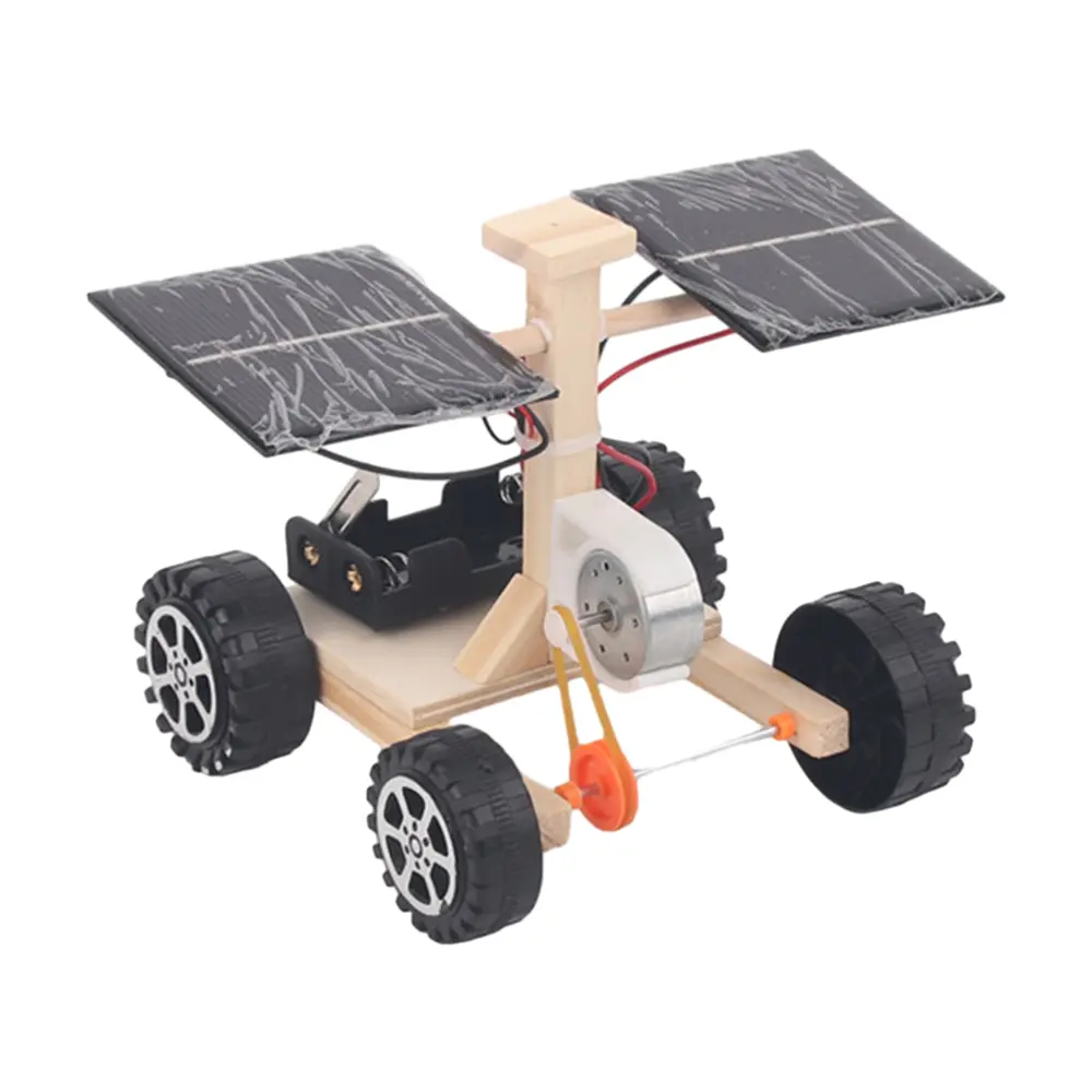 DIY Wooden Solar Remote Control Racing Car Model Children Kids DIY Creative Kit Student Assembling Toy Gift Handmade Racing Car