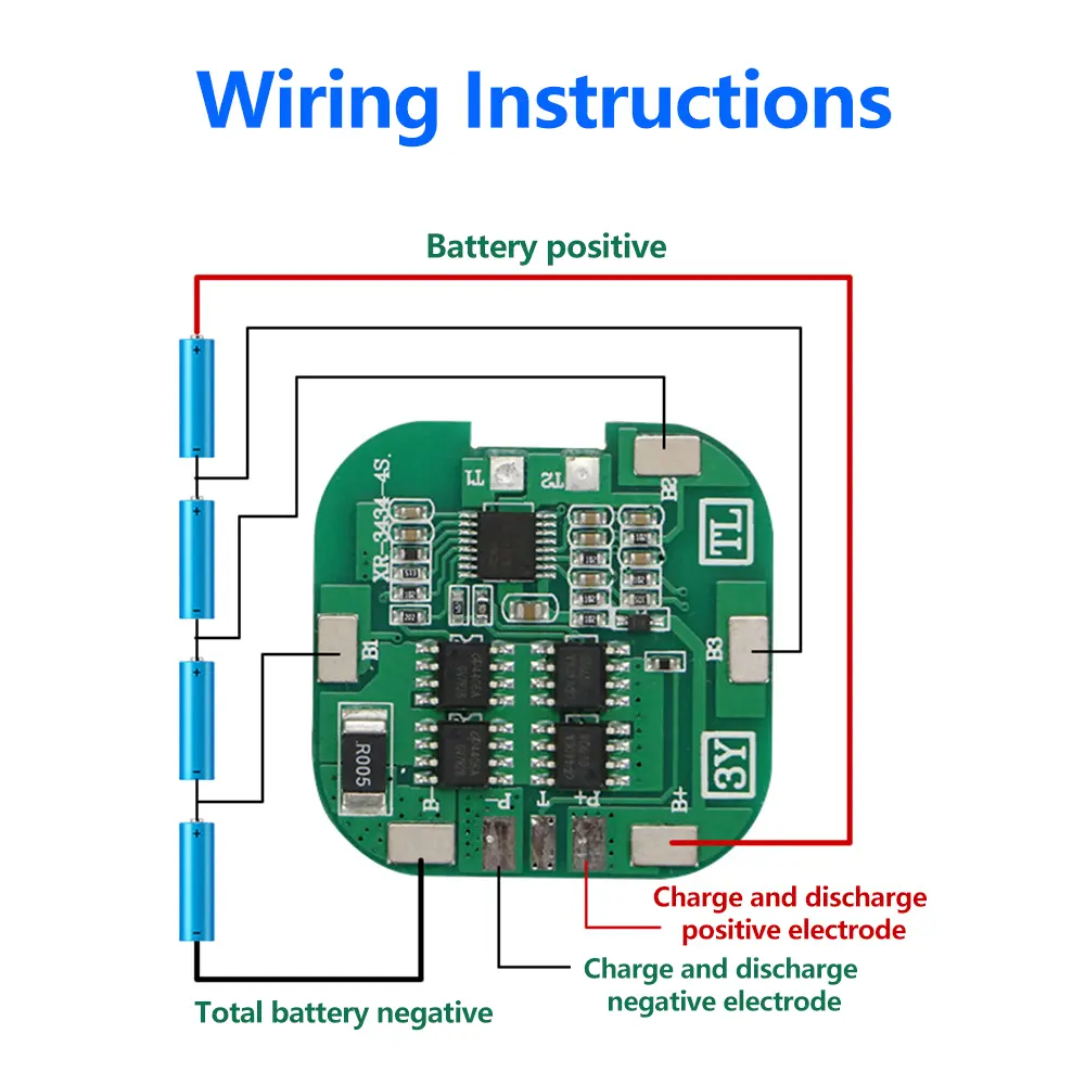 2PCS 4S 14.8V 8A 18650 Li-ion Lithium Battery Protection Board BMS Same Port Lithium Battery Charging Protection Module