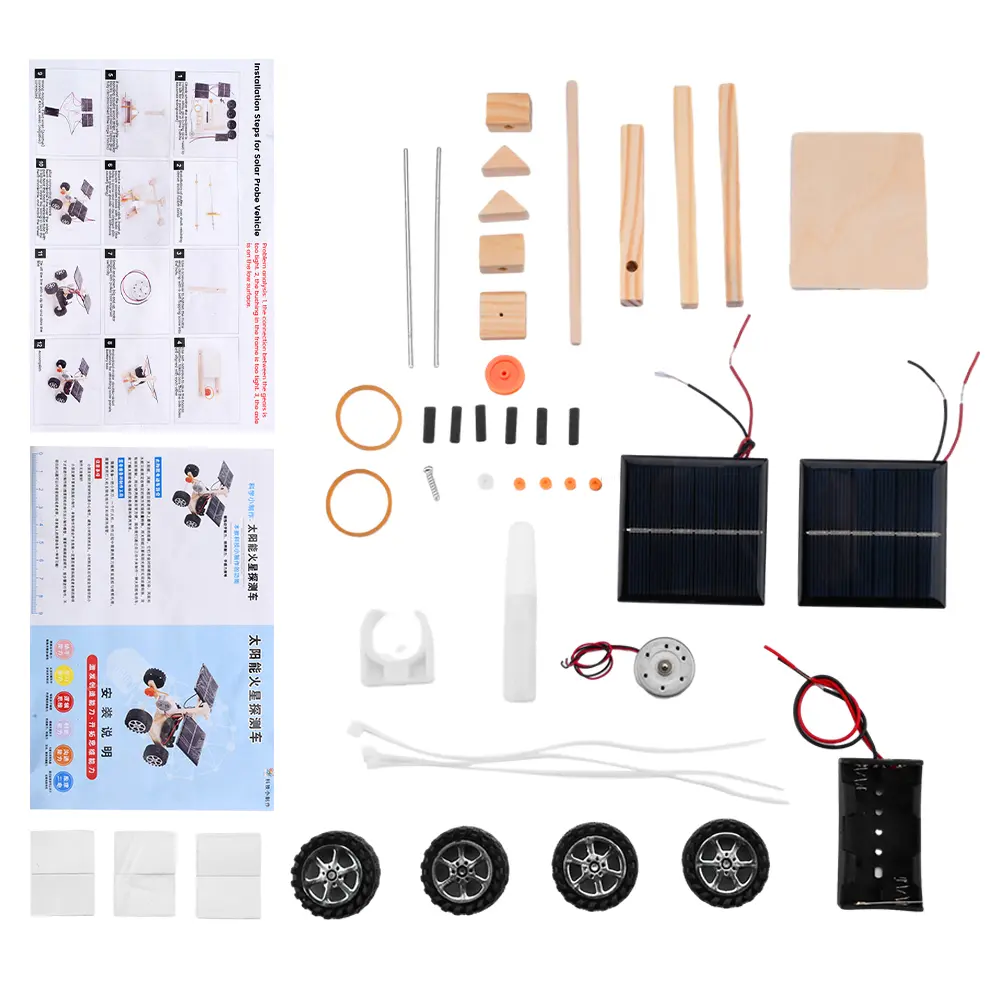 DIY Wooden Solar Remote Control Racing Car Model Children Kids DIY Creative Kit Student Assembling Toy Gift Handmade Racing Car