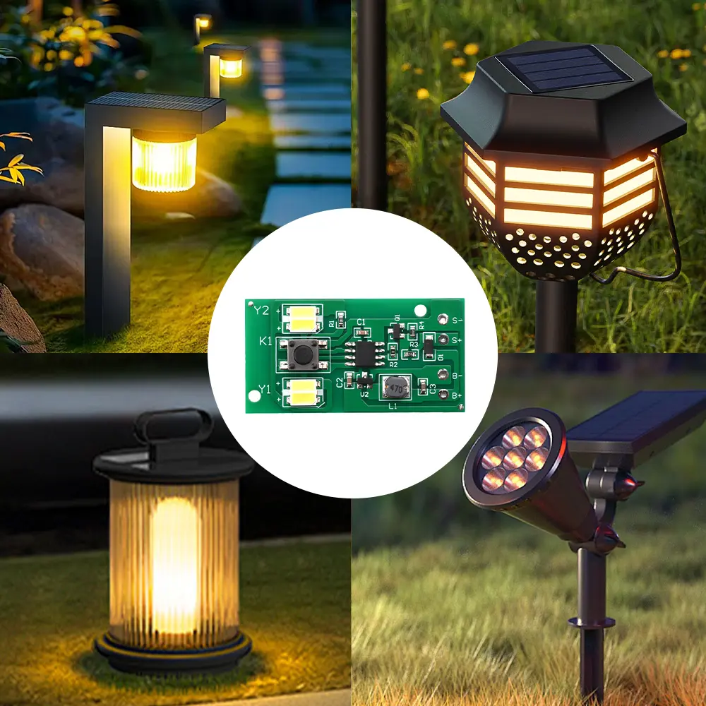 Solar Lamp Circuit Control Board Solar Controller Charging Street Light Switch Circuit Board 8 Lighting Modes for Outdoor Garden