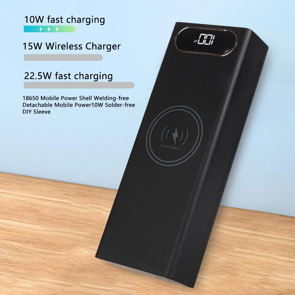 20x18650 Batteries Power Bank Case DIY Mobile Power Supply Battery Storage Boxes 22.5W Fast Charge With 15W Wireless Charging