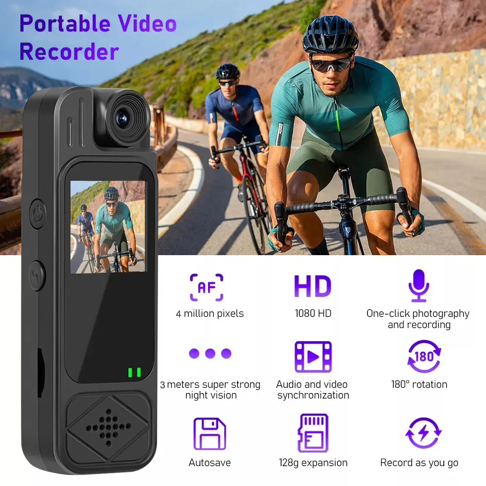 Min Camera HD 1080P Sports DV Portable Video Recorder Infrared Night Vision Body Cam Camcorders Site Enforcement Recorder