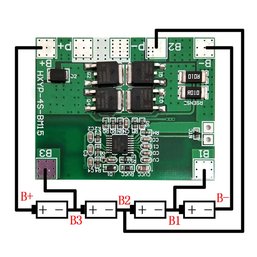 4S 12.8V 14.8V Lithium Iron Phosphate Battery Lithium Battery Protection Board 18650 BMS 14A Limit 20A 3.2V 3.7V