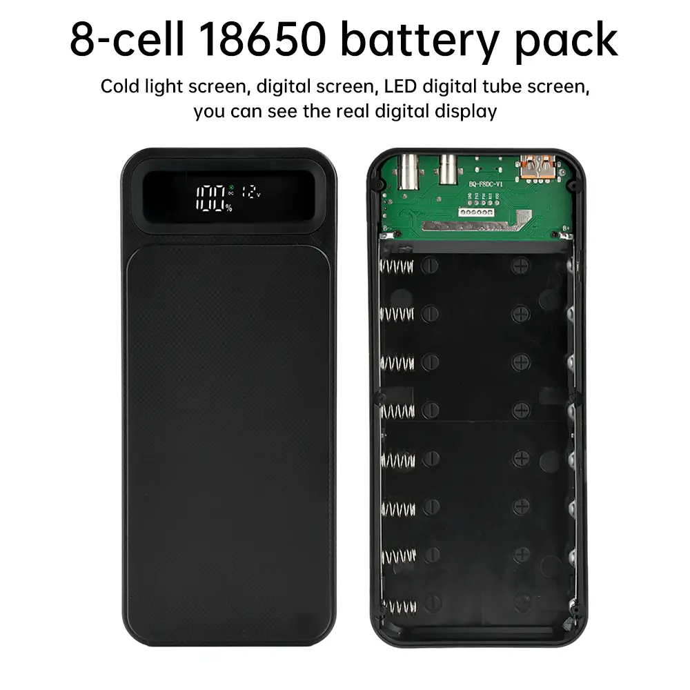 8 Slot 10 Slot DIY Power Bank Case 8/10*18650 Batteries Storage Box PD QC 22.5W Quick Charging Battery Housing Holder