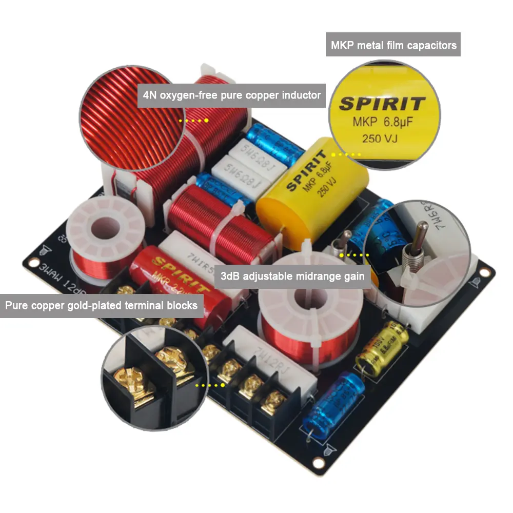 280W 3 Way Audio Speaker Crossover Treble Midrange Bass Independent Filter Frequency Divider for DIY Speaker