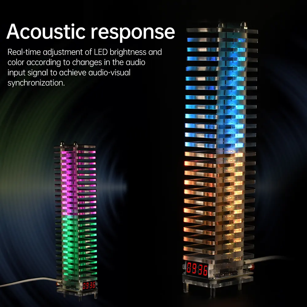Voice Controlled Audio Level Tower Electronic Crystal Column Production Welding Kit Voice Controlled Music Spectrum DIY Spectrum