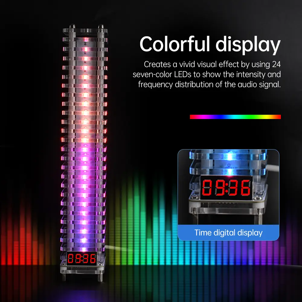 Voice Controlled Audio Level Tower Electronic Crystal Column Production Welding Kit Voice Controlled Music Spectrum DIY Spectrum