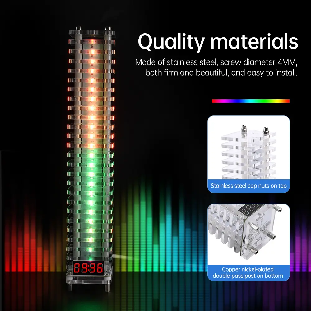 Voice Controlled Audio Level Tower Electronic Crystal Column Production Welding Kit Voice Controlled Music Spectrum DIY Spectrum