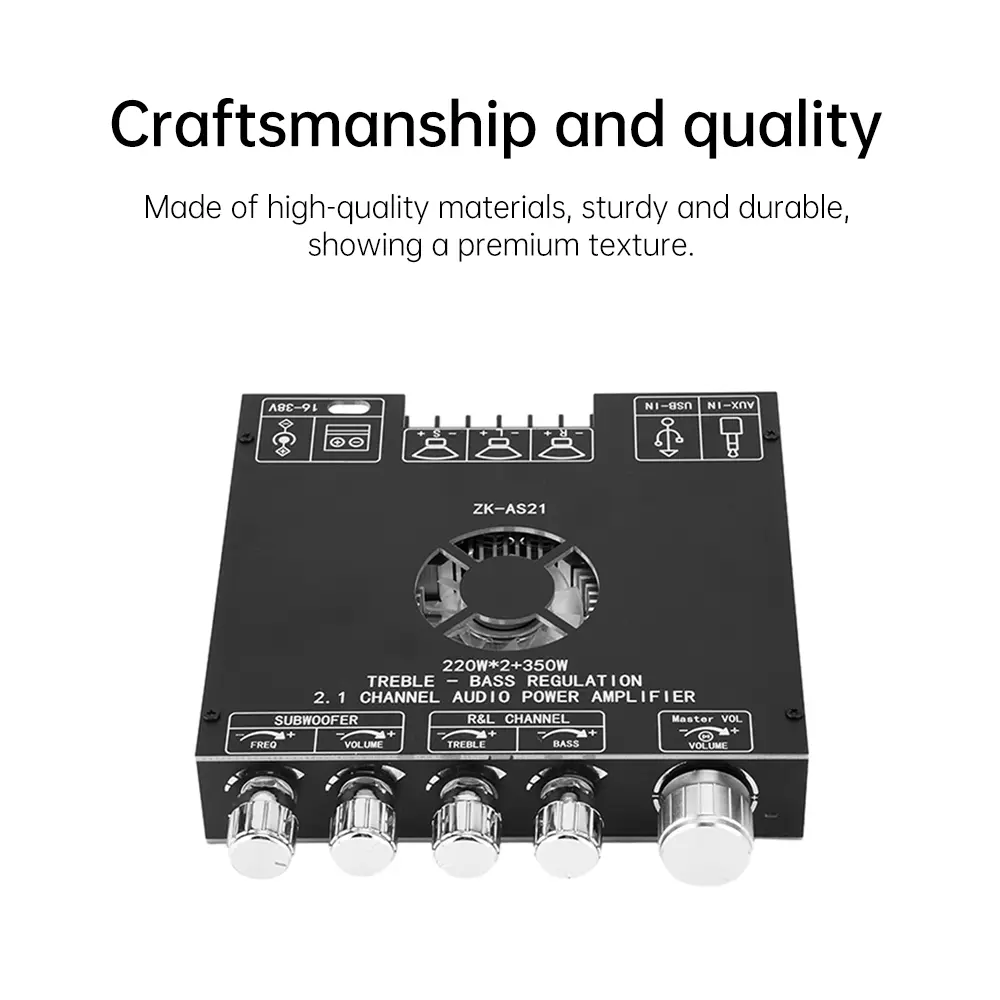 ZK-AS21 2.1 Channel Bluetooth Subwoofer Amplifier Board 220W*2+350W Stereo Audio Power Amplifier Board Bass AMP Module TPA3255