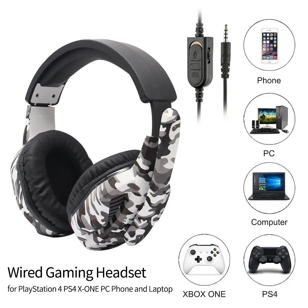 Wired Gaming Headphones With Microphone For Computer PS4 PS5 Xbox Bass Stereo Game Headset 3.5MM Earphones For PC Mobile Phone