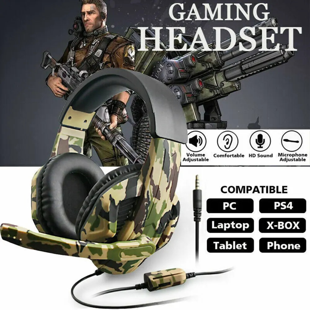 Wired Gaming Headphones With Microphone For Computer PS4 PS5 Xbox Bass Stereo Game Headset 3.5MM Earphones For PC Mobile Phone