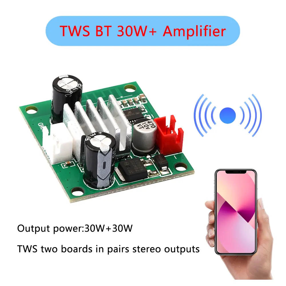 30W+30W Stereo Bluetooth Power Amplifier Board Module DC8-24V Mini Digital Power Amplifier Board Audio Amplifier For DIY Speaker