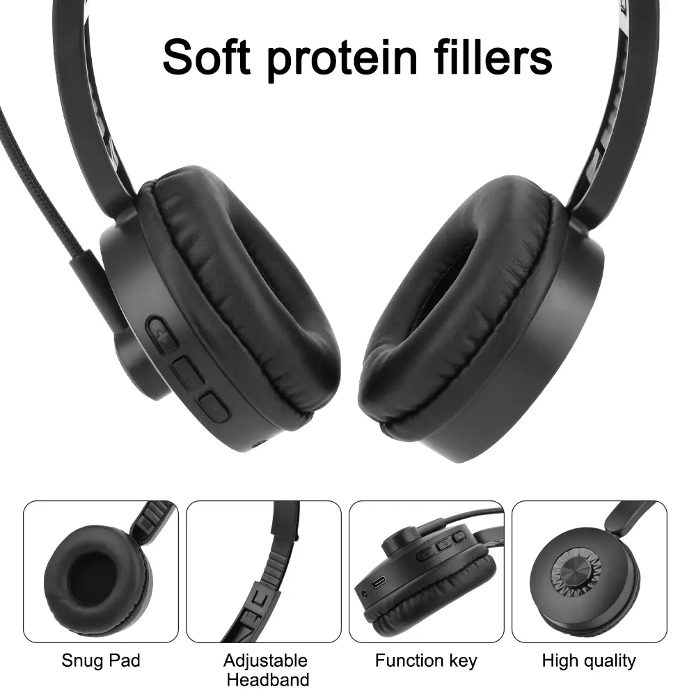 Call Center Headset with Mic Wireless Bluetooth Truck Driver Headphones Hands-free Call Headset Earphone for Insurance Hospitals