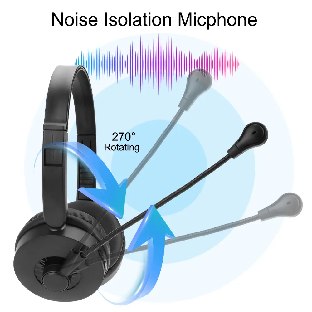 Call Center Headset with Mic Wireless Bluetooth Truck Driver Headphones Hands-free Call Headset Earphone for Insurance Hospitals