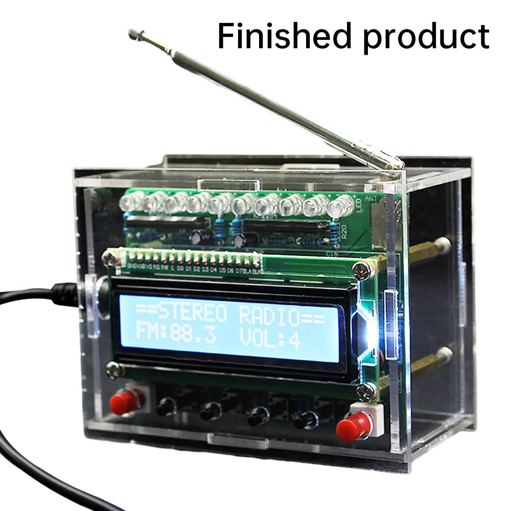 FM Radio Kit FM 87Mhz-108Mhz Radio Soldering Practice DIY Assembly Kits 5W Mono Channel LCD Display Radio for Learning