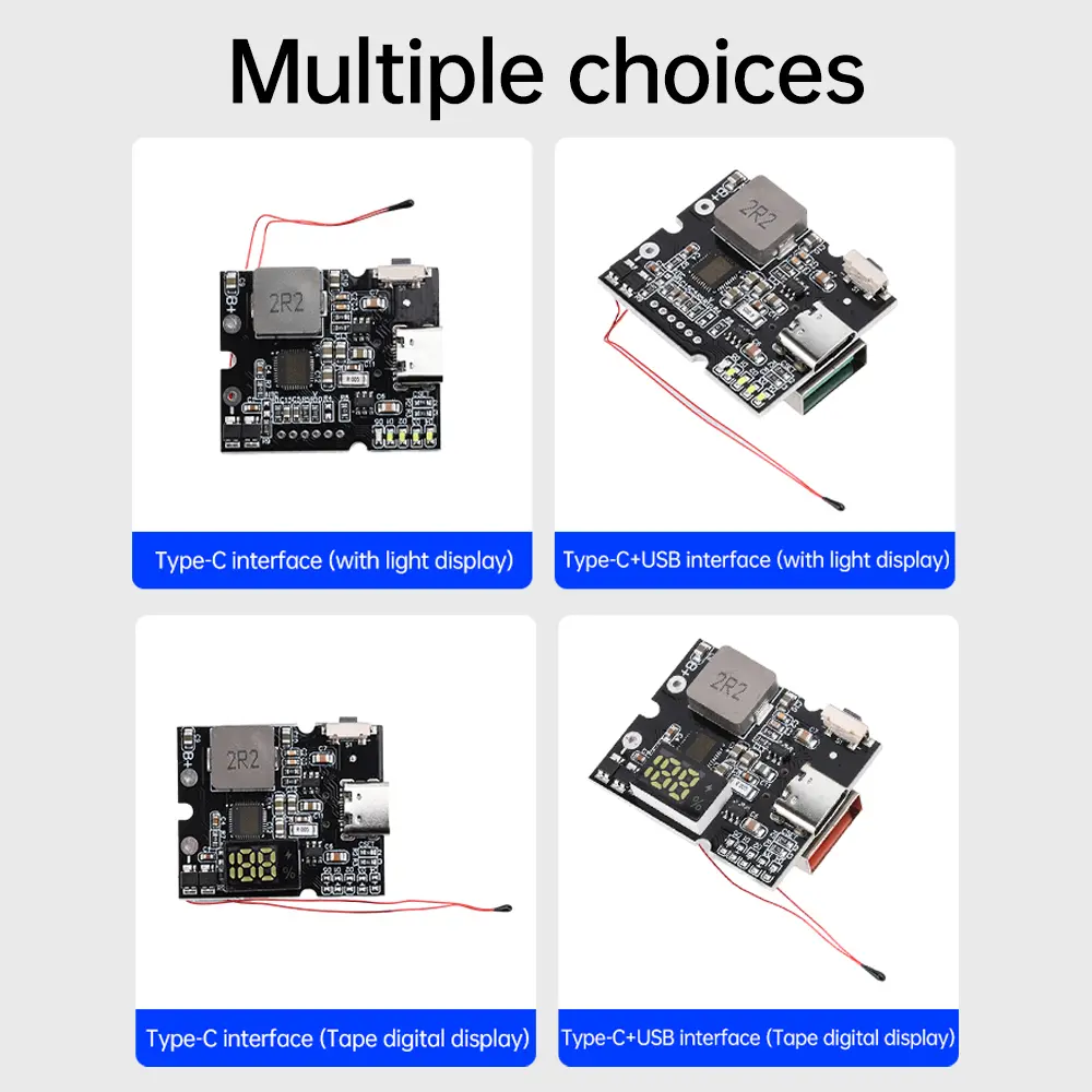 22.5W Full Protocol Bidirectional Fast Charging Mobile Power Module PD/QC DIY Power Bank Circuit Board Type-C USB Digital/Light