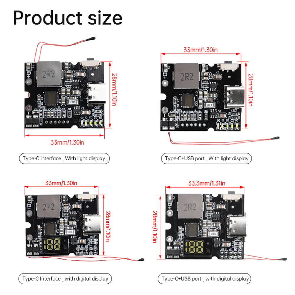 22.5W Full Protocol Bidirectional Fast Charging Mobile Power Module PD/QC DIY Power Bank Circuit Board Type-C USB Digital/Light