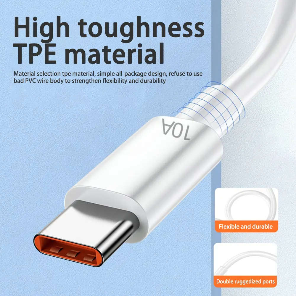 2M 120W 10A Type-C USB Cable Super Fast Charing Line for Xiaomi Samsung Huawei Honor Universal Quick Charge Cables Data Cord