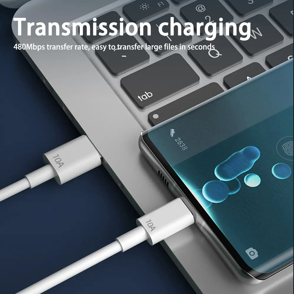 2M 120W 10A Type-C USB Cable Super Fast Charing Line for Xiaomi Samsung Huawei Honor Universal Quick Charge Cables Data Cord