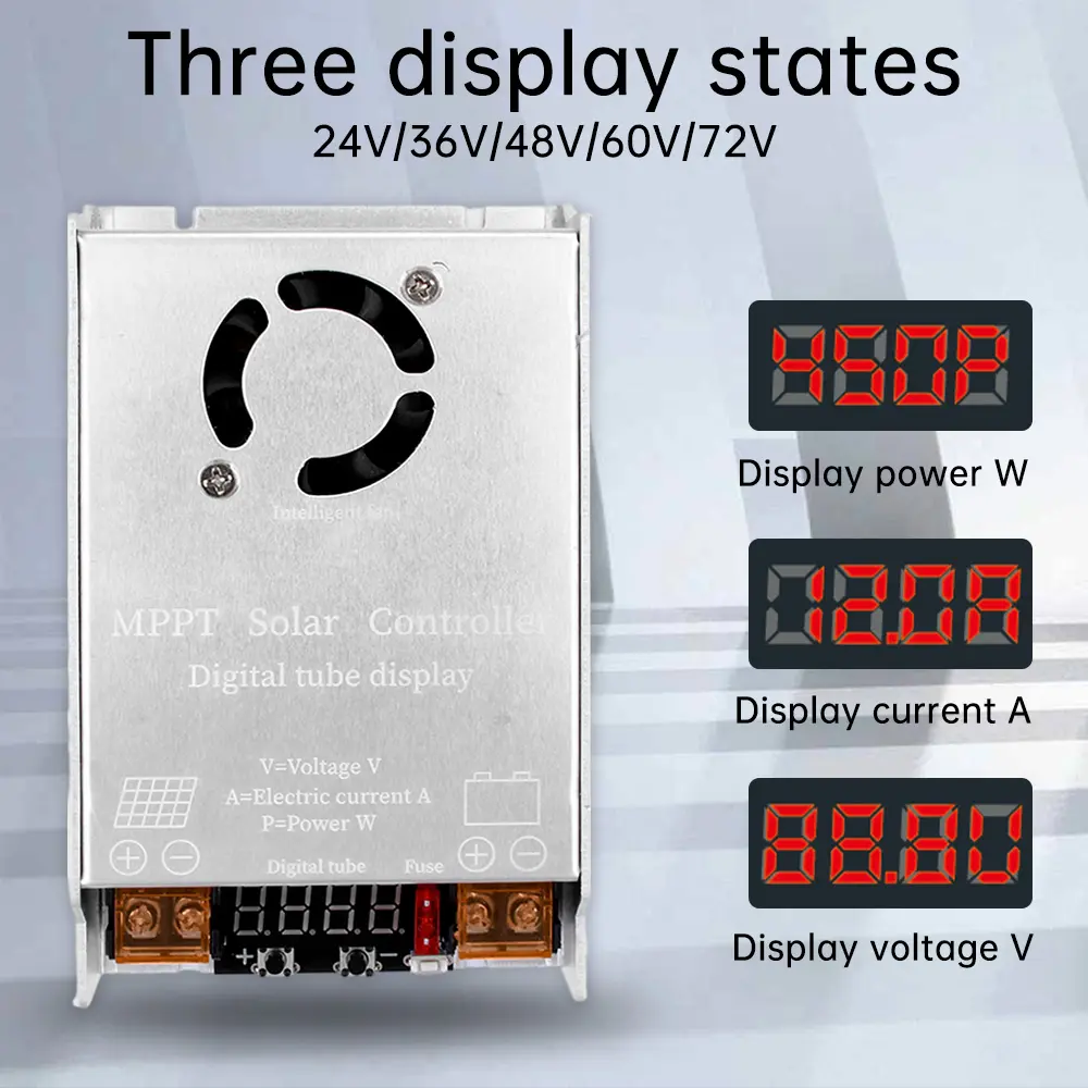 MPPT 450W Solar Booster Controller DC12-50V Step-up Charging For 24V 36V 48V 60V 72V For Lead acid/Lithium /Colloidal Batteries