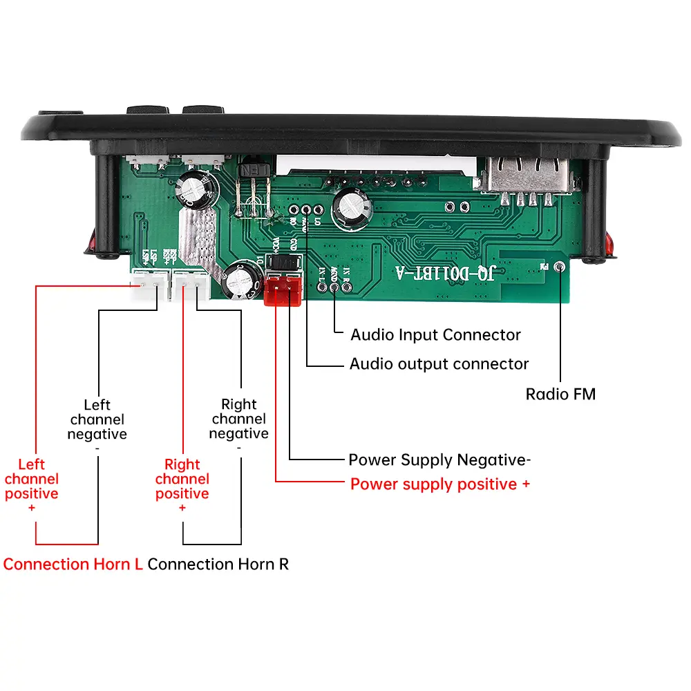 2*25W Amplifier Bluetooth 5.0 MP3 WAV Car Decoder Board DC 12V Wireless Car USB MP3 Player USB TF FM with Mic Decoder