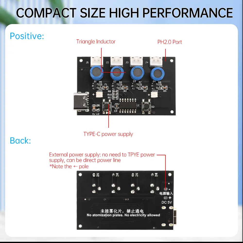 Humidifier Module DIY Kit Nebulizing Control Board Ultrasonic Nebulizer Mist Maker Driver Circuit Board 4 Fogger Atomization
