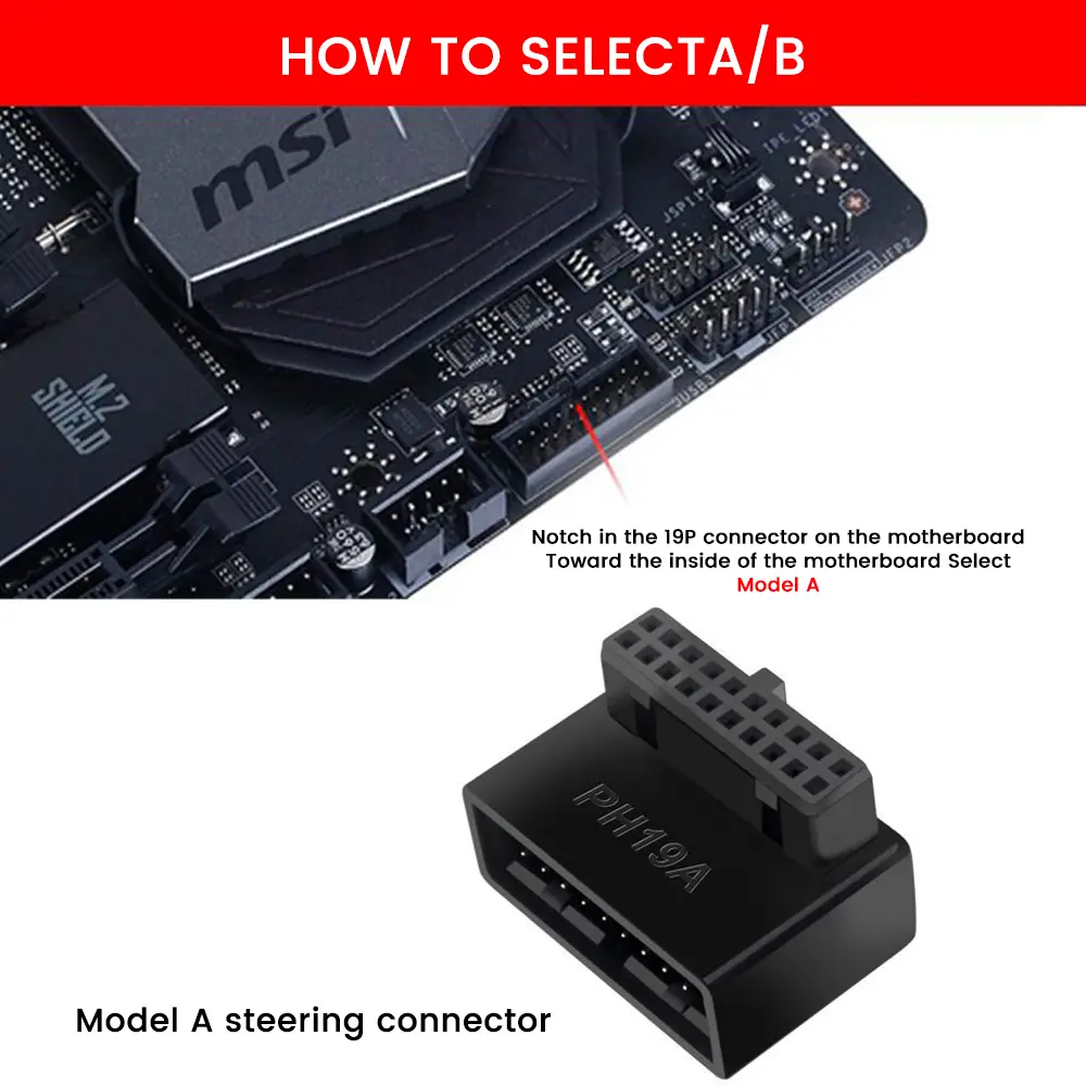 2PC PH19A PH19B USB 3.0 19 Pin 90 Degree Computer Converter Desktop Computer Motherboard Adapter Converter Computers Accessories