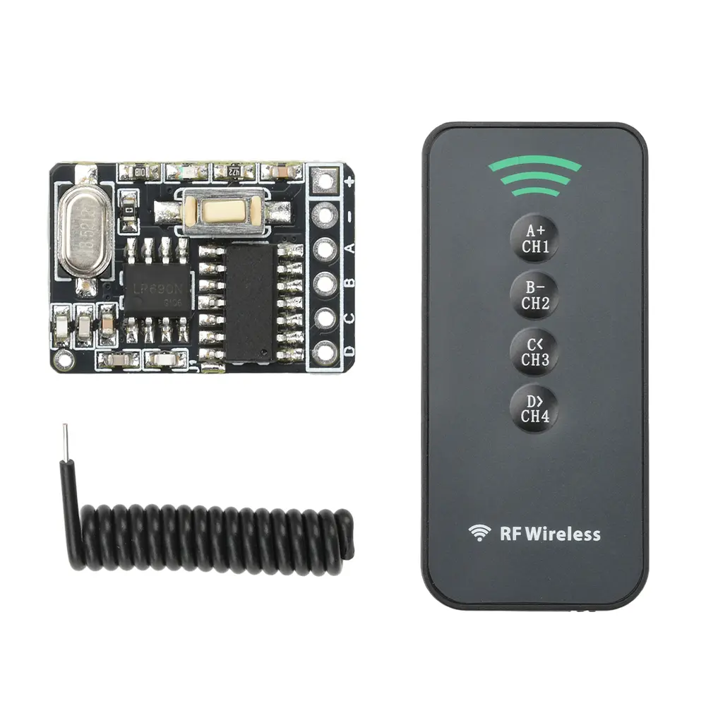 4 Channel 433Mhz Wireless Remote Control Switch RF Learning Code Receiver Module DC 3-5V 4CH Jogging Self-locking Interlock