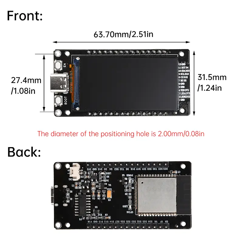 ESP32 ESP32-WROOM-32 1.9 Inch 1.4 Inch LCD Screen Development Board WiFi Bluetooth Module CH340 Type-C for Arduino Micropython