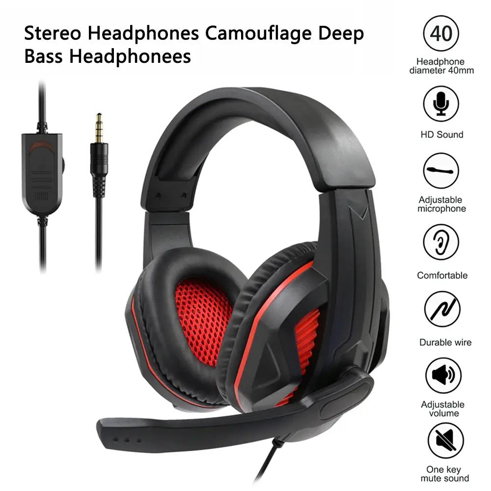 Aideepen Game Headsets Noise Reduction Headphones Subwoofer Stereo Sound Earphones With Microphone Earphone For Xbox One PS4 PS5