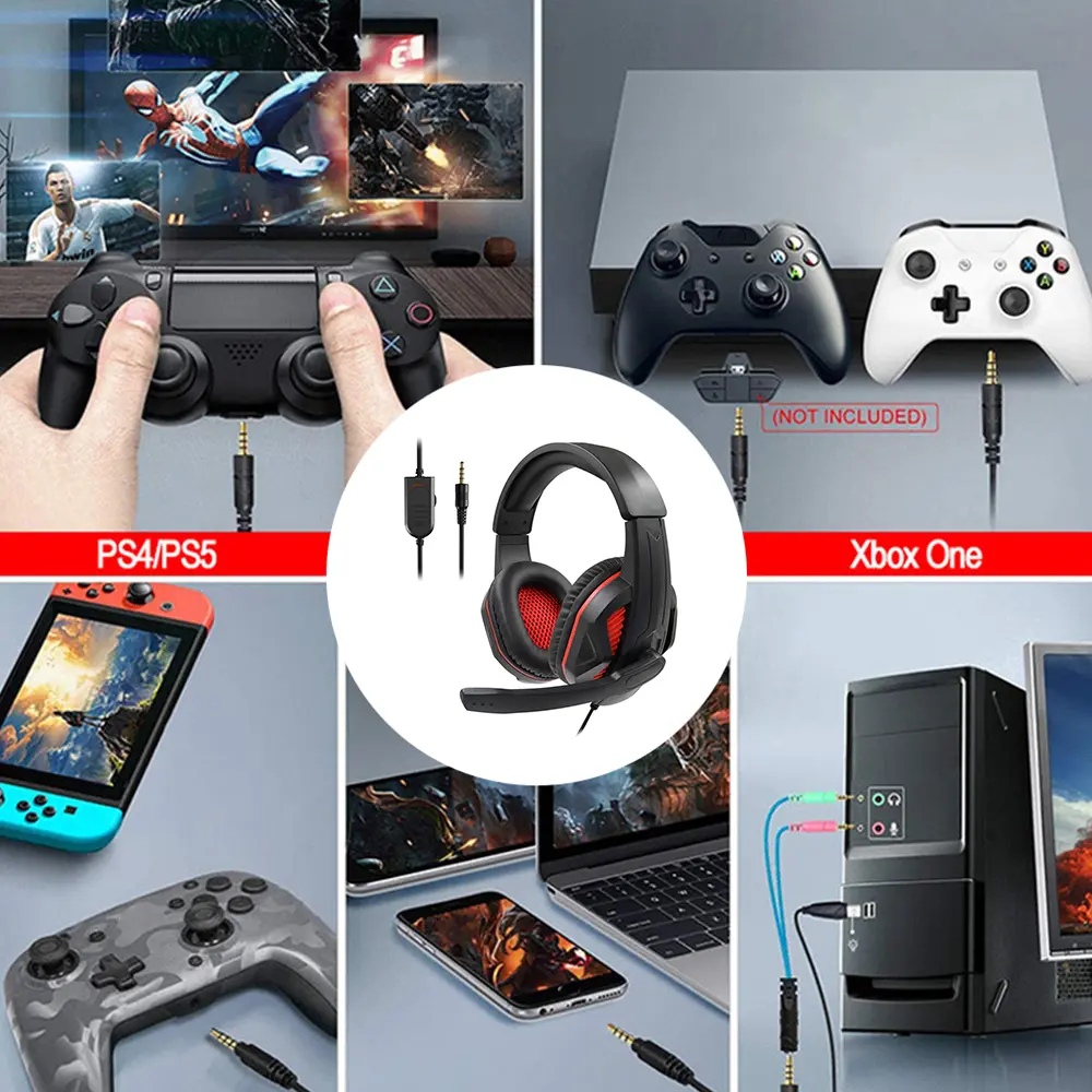 Aideepen Game Headsets Noise Reduction Headphones Subwoofer Stereo Sound Earphones With Microphone Earphone For Xbox One PS4 PS5