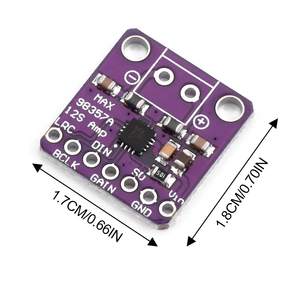 2PCS MAX98357 I2S 1.8/3.2W Audio Amplifier Module DC 2.5-5.5V Unfiltered Class D Power Amplifier Board For Raspberry Pi Arduino