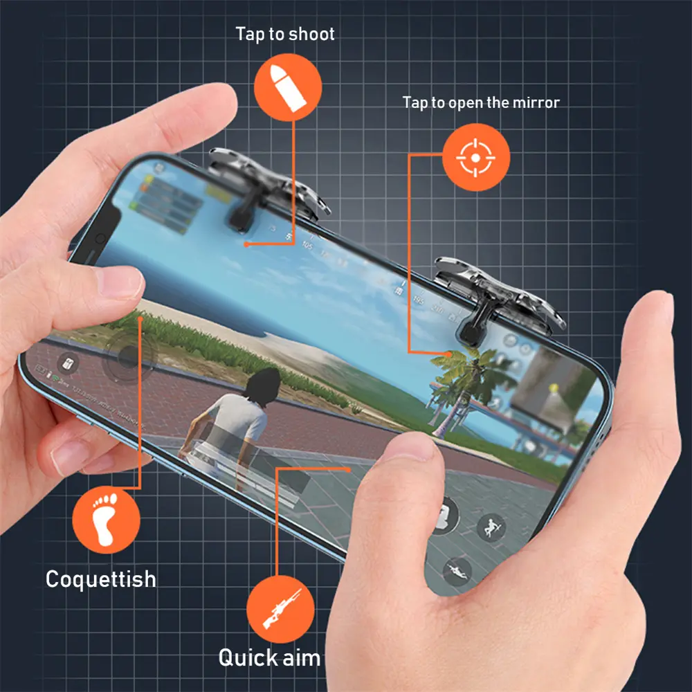 X8 Mobile Phone Game Trigger for PUBG Gamepad Shooter Sensitive Controller Aim Shooting L1 R1 Key Button For Phone Android