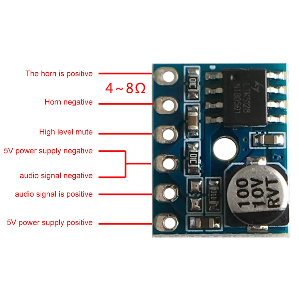 1/5/10PCS 5128 Sound Amplifier Board Class D 5W Mono Amplifier Module  Low Distortion VS88715V Stereo Audio AMP Plate