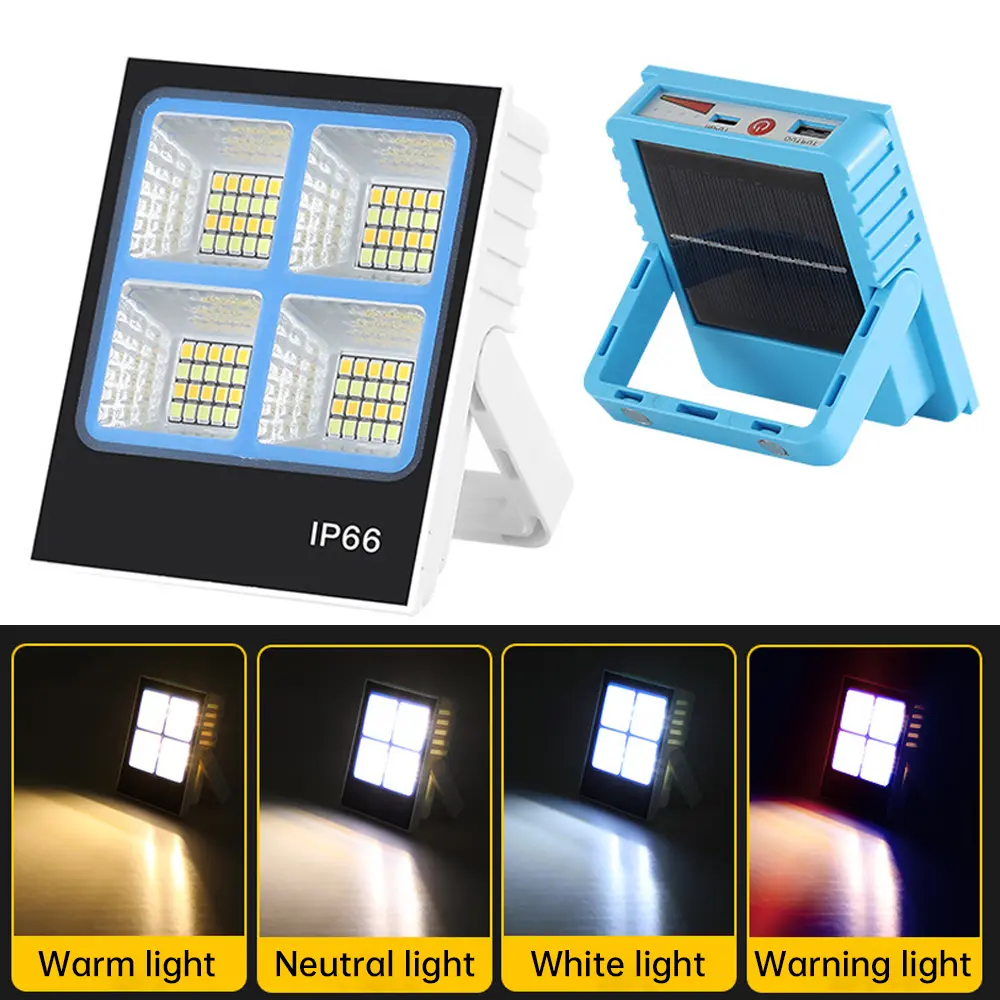 Rechargeable Solar Flood Light Emergency Lamp Power Bank Outdoor Portable Super Bright LED Floodlight Construction Lamp