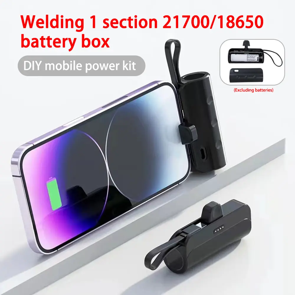DIY 18650/21700 Battery Cases Mini Portable Power Bank Shell Mobile Power Supply Housing Battery Storage Boxes For iPhone/TYPE-C