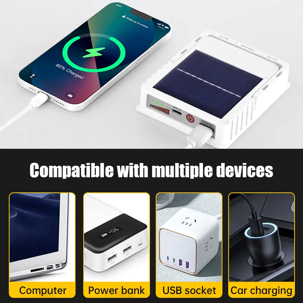 Rechargeable Solar Flood Light Emergency Lamp Power Bank Outdoor Portable Super Bright LED Floodlight Construction Lamp