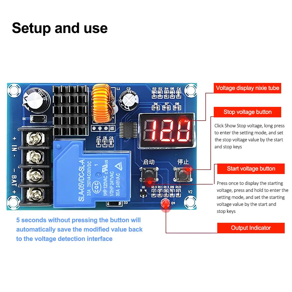 XH-M604 18650 Lithium Battery Charging Control Board DC 6-60V Li-ion Lead Acid Battery Charging Control Switch Protection Board
